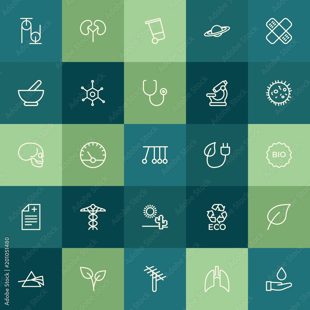 Poster modern simple set of health, science, nature vector outline icons. ..contains such icons as measurem