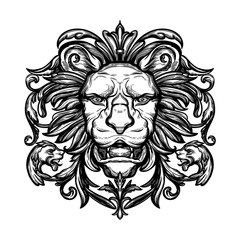 Head of Lion. Isolated vector illustration.