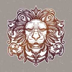 Head of Lion. Isolated vector illustration.