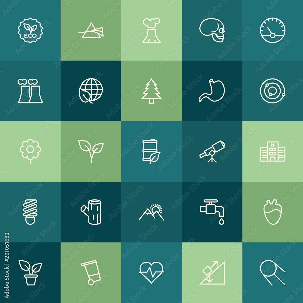 Poster modern simple set of health, science, nature vector outline icons. ..contains such icons as pulse, b