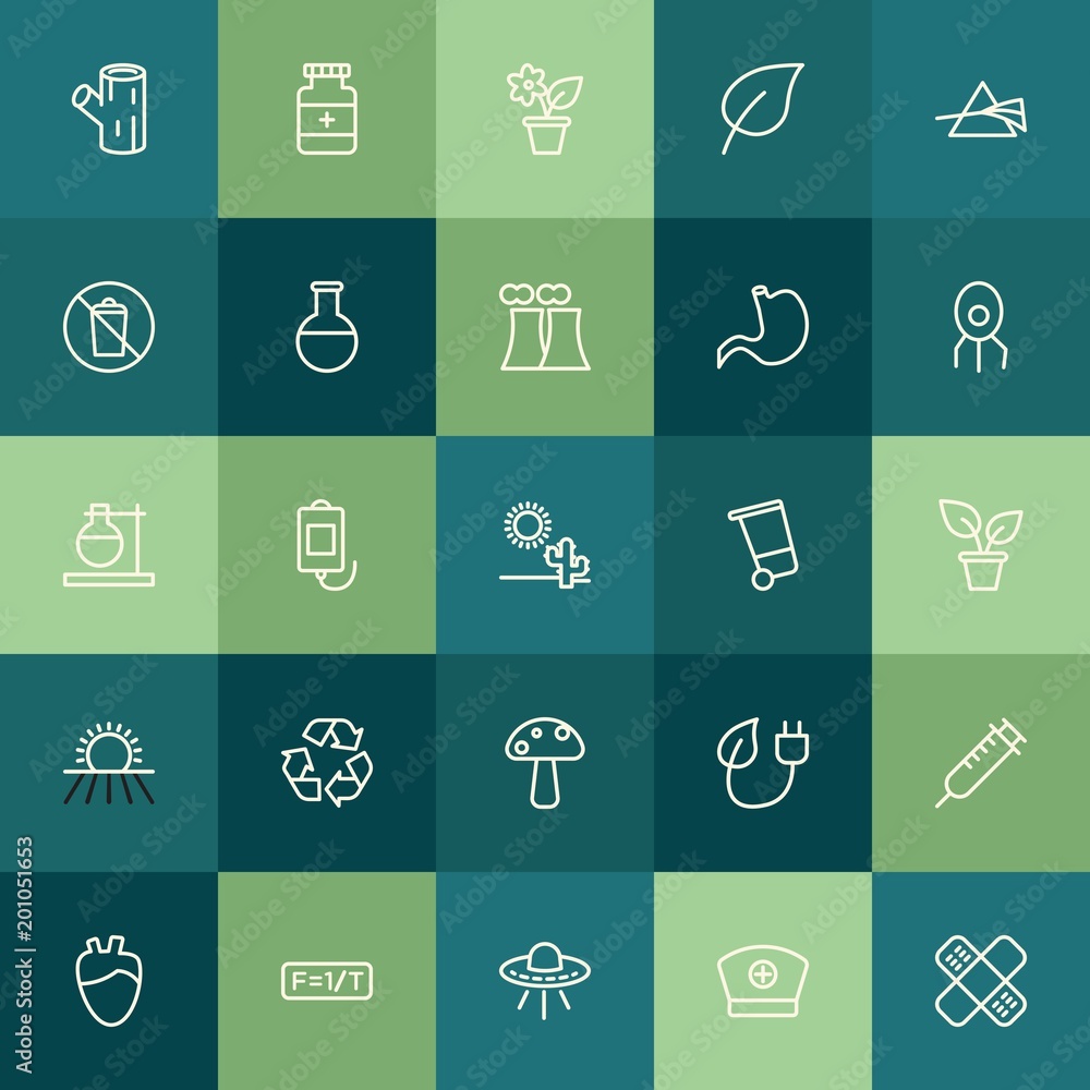 Poster modern simple set of health, science, nature vector outline icons. ..contains such icons as organ, f