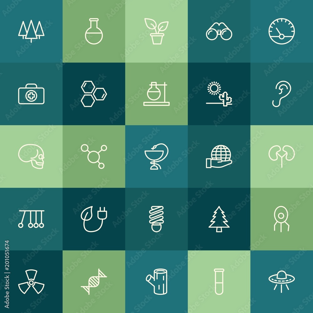 Poster modern simple set of health, science, nature vector outline icons. ..contains such icons as vision, 