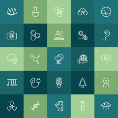 Modern Simple Set of health, science, nature Vector outline Icons. ..Contains such Icons as vision,  background,  alien,  hazard,  zoom and more on green background. Fully Editable. Pixel Perfect.