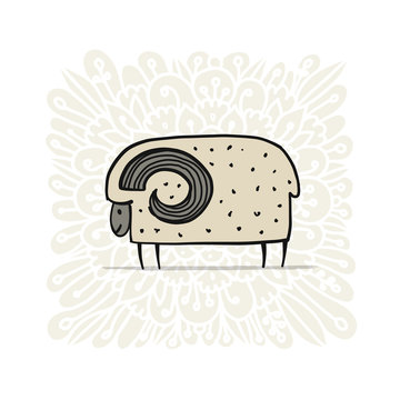 Cute ram, simple sketch for your design