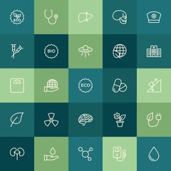 Modern Simple Set of health, science, nature Vector outline Icons. ..Contains such Icons as  environment,  pot,  concept, water,  clear and more on green background. Fully Editable. Pixel Perfect.