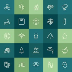 Modern Simple Set of health, science, nature Vector outline Icons. ..Contains such Icons as  vintage,  medicine,  metal,  save, pendulum and more on green background. Fully Editable. Pixel Perfect.