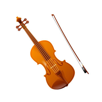 Illustration of violin with bow philharmonic orchestra instrument