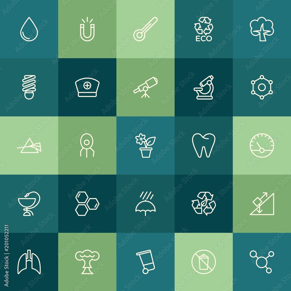 Poster modern simple set of health, science, nature vector outline icons. ..contains such icons as garbage,