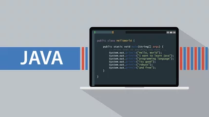Foto op Plexiglas java programming language with laptop and code script on screen vector illustration © ribkhan