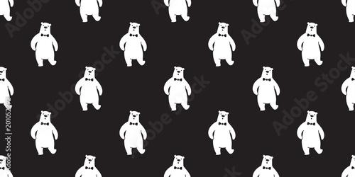 Bear Seamless Pattern Vector Panda Polar Bear Bow Tie Isolated Teddy