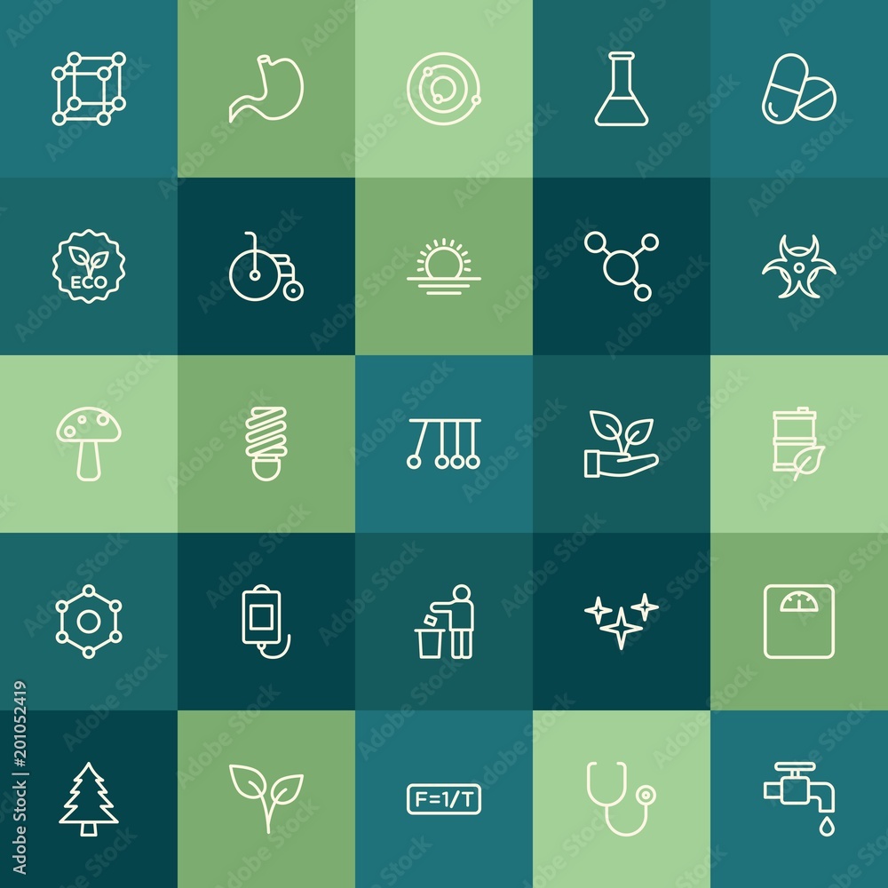 Poster modern simple set of health, science, nature vector outline icons. ..contains such icons as save, is