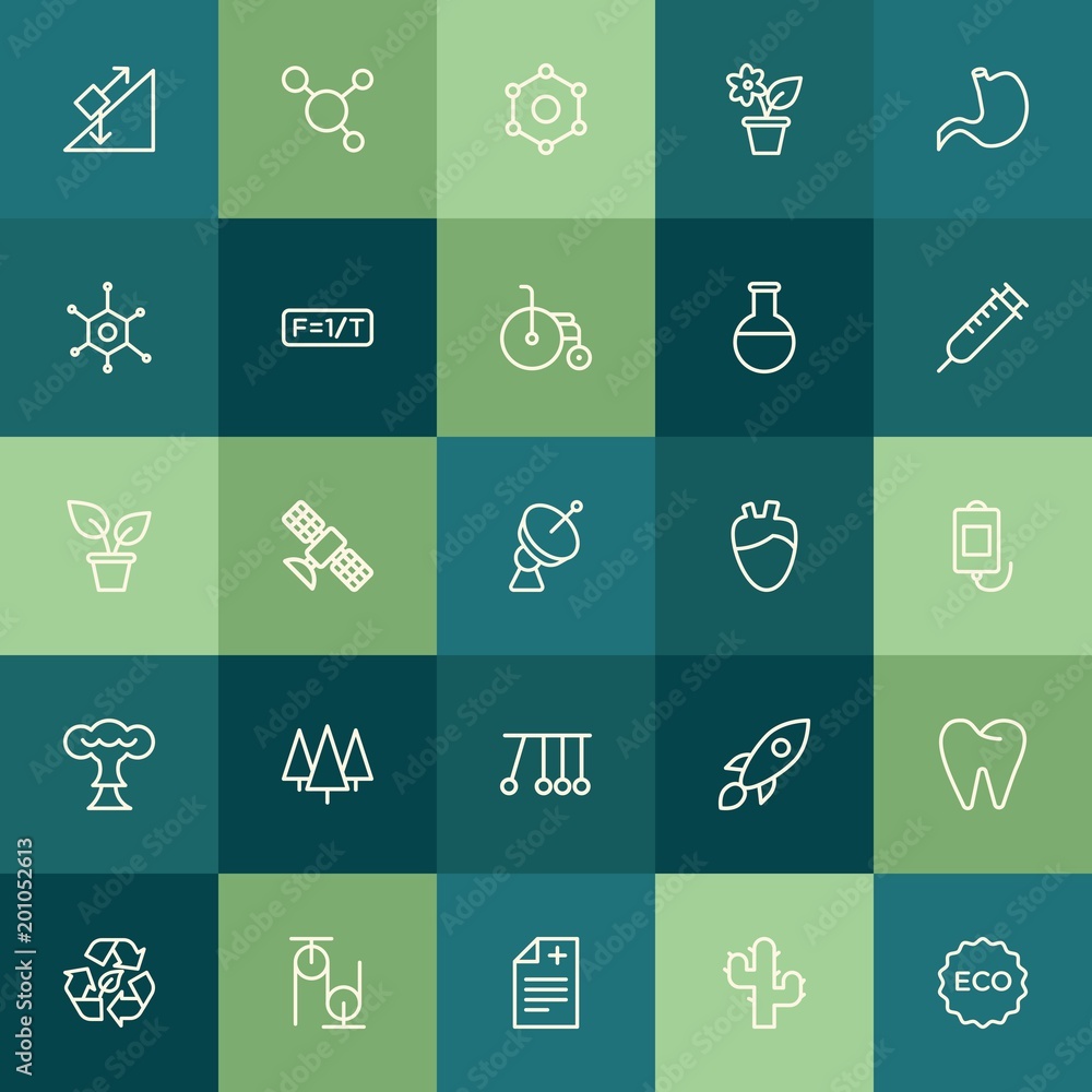 Poster modern simple set of health, science, nature vector outline icons. ..contains such icons as chemistr