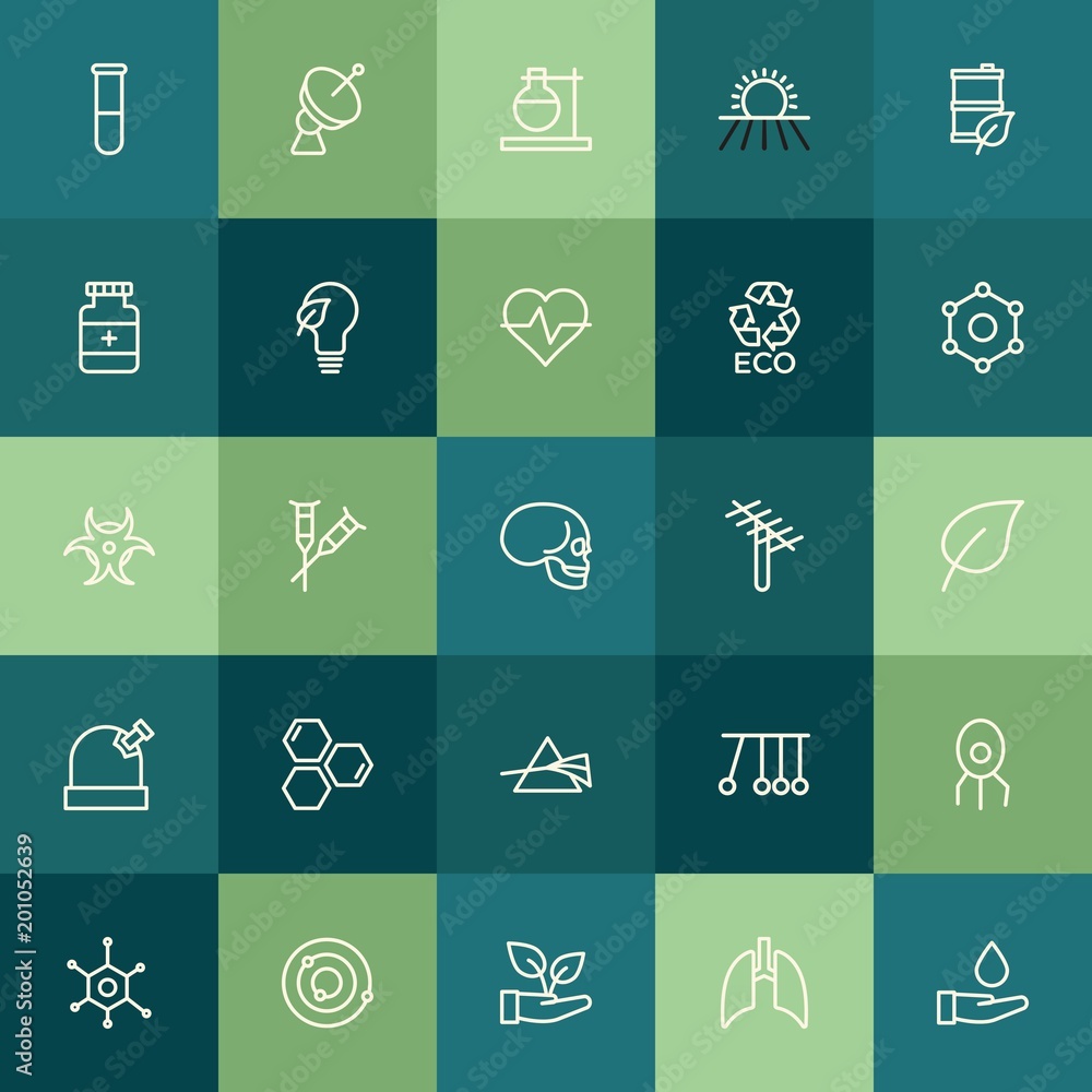 Poster modern simple set of health, science, nature vector outline icons. ..contains such icons as reaction