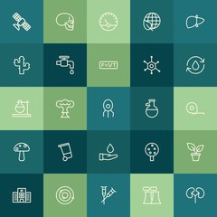 Modern Simple Set of health, science, nature Vector outline Icons. ..Contains such Icons as  organic,  bone, human,  energy,  technology and more on green background. Fully Editable. Pixel Perfect.