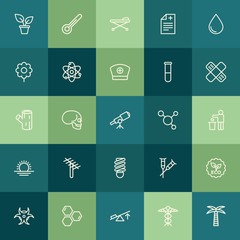 Modern Simple Set of health, science, nature Vector outline Icons. ..Contains such Icons as  bone, interior,  health,  symbol,  disability and more on green background. Fully Editable. Pixel Perfect.