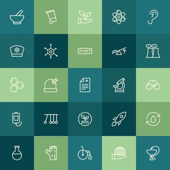 Modern Simple Set of health, science, nature Vector outline Icons. ..Contains such Icons as garbage,  astronomy,  health,  natural,  plant and more on green background. Fully Editable. Pixel Perfect.