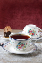 A cup of tea with tea bag