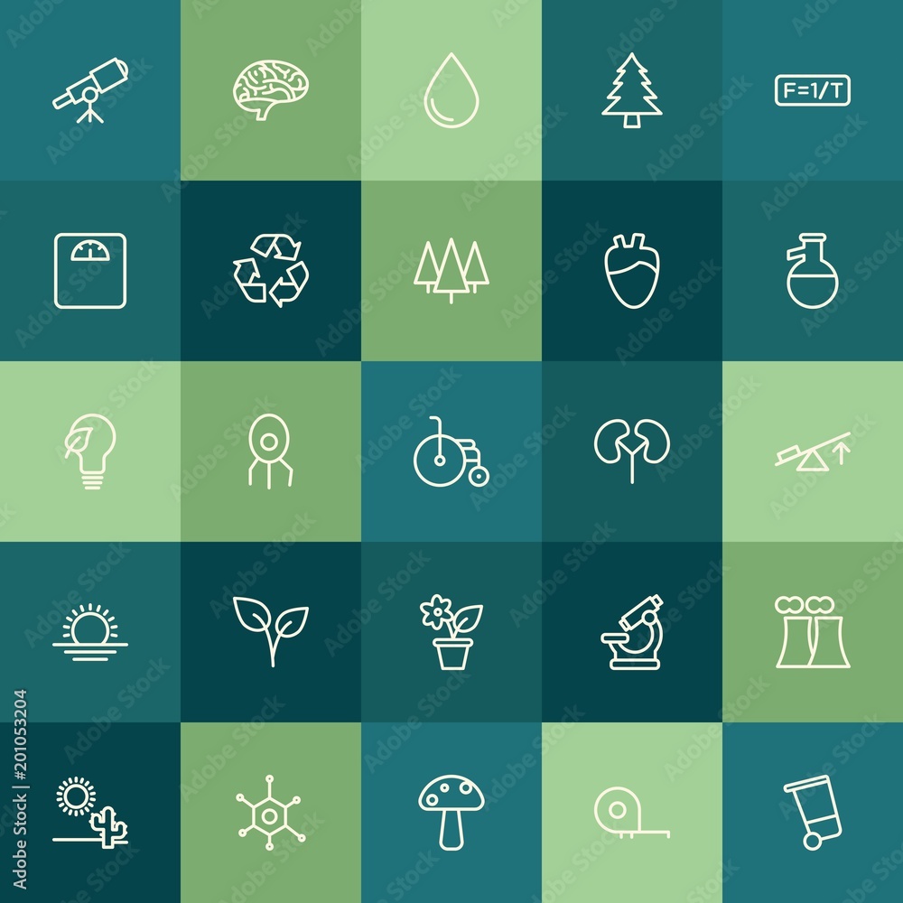 Poster modern simple set of health, science, nature vector outline icons. ..contains such icons as science,