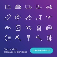Modern Simple Set of transports, industry Vector outline Icons. ..Contains such Icons as  cargo, traffic,  plant, shipping,  city, light and more on gradient background. Fully Editable. Pixel Perfect.