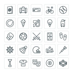 Modern Simple Set of sports, travel Vector outline Icons. ..Contains such Icons as  football,  fashion,  award,  wear,  cup,  stage, train and more on white background. Fully Editable. Pixel Perfect