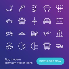 Modern Simple Set of transports, industry Vector outline Icons. ..Contains such Icons as  ocean,  side,  fuel,  front, change,  stick and more on gradient background. Fully Editable. Pixel Perfect.