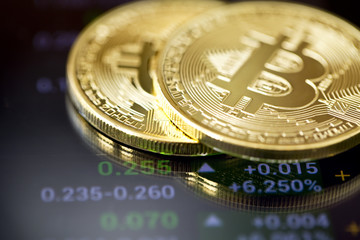 Golden Bitcoins. New virtual money.