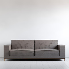 Leather sofa in the interior, 3D render