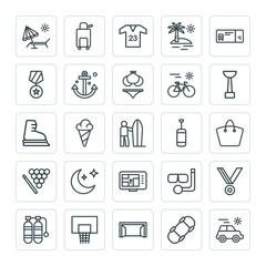 Modern Simple Set of sports, travel Vector outline Icons. ..Contains such Icons as  winner, suitcase,  wear, achievement,  sport, travel and more on white background. Fully Editable. Pixel Perfect