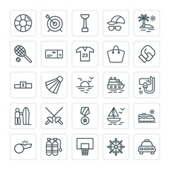 Modern Simple Set of sports, travel Vector outline Icons. ..Contains such Icons as  city, boat,  soccer,  tank,  travel,  old,  cab,  award and more on white background. Fully Editable. Pixel Perfect