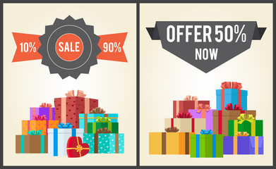 Fototapeta premium 10 to 90 Sale Best Half Price Offer Shop Now Boxes