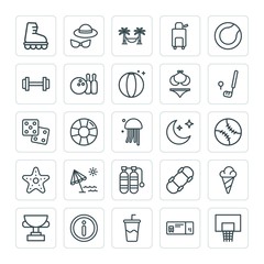 Modern Simple Set of sports, travel Vector outline Icons. ..Contains such Icons as  rescue,  fun,  summer,  roller,  help,  championship and more on white background. Fully Editable. Pixel Perfect