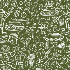 Military sketch, seamless pattern for your design