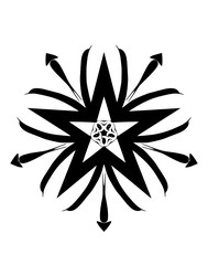 Decorative five-pointed star - wlower in a black - white colors