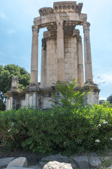 Ruins of Roman Forum and Capitoline Hill in city of Rome, Italy