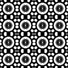 Seamless decorative pattern with a flowers in a black - white colors