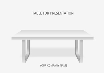 White vector 3d platform, rectangular  table. Template for presentation of goods.