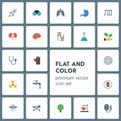Modern Simple Set of health, science, nature Vector flat Icons. ..Contains such Icons as wood,  save,  garbage,  view,  tap,  alien,  sky and more on grey background. Fully Editable. Pixel Perfect