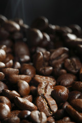 Hot roasted coffee beans