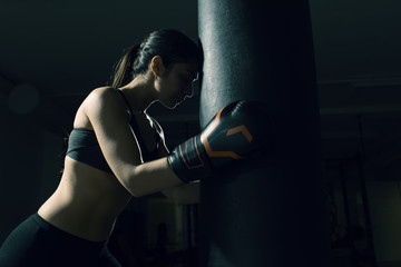 Boxer woman training at the gym