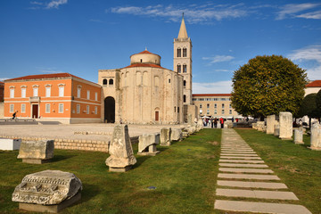 Surroundings of the St. Donatus Church in Zadar - famous historic Croatian city. 