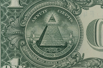 Pyramid of one dollar bill