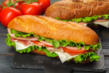 sandwich on a wooden table