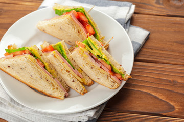 sandwich on a wooden table