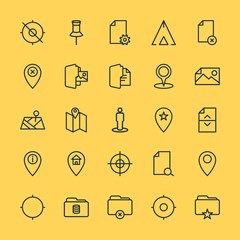Modern Simple Set of location, folder, files Vector outline Icons. ..Contains such Icons as  vector,  design, remove,  nature,  symbol and more on yellow background. Fully Editable. Pixel Perfect.