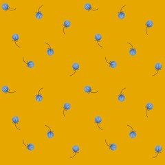 Illustrated seamless abstract background with berries on yellow