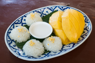 Sticky rice with mango famous Thai dessert
