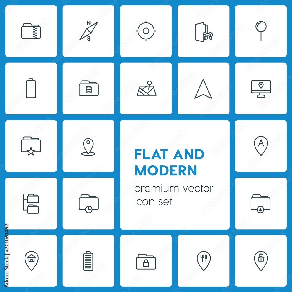 Aufkleber modern simple set of location, folder, mobile vector outline icons. ..contains such icons as harbor,