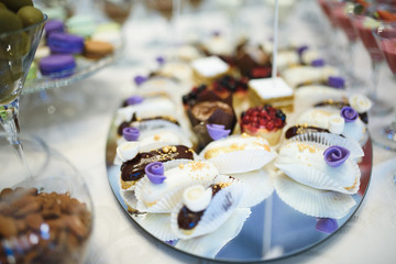 Pastries on Mirror Tray