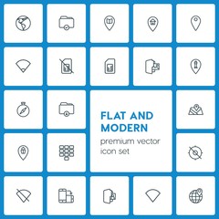 Modern Simple Set of location, folder, mobile Vector outline Icons. ..Contains such Icons as  map,  business,  student,  number,  paper, card and more on dark background. Fully Editable. Pixel Perfect