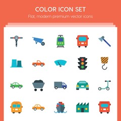 Modern Simple Set of transports, industry Vector flat Icons. ..Contains such Icons as  equipment,  vessel,  speed, ocean,  building,  ship and more on red background. Fully Editable. Pixel Perfect..